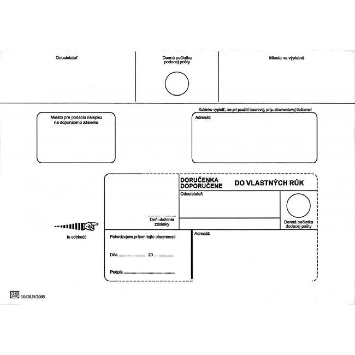Poštové obálky C5 doručenka do VR bez OD,100 ks 