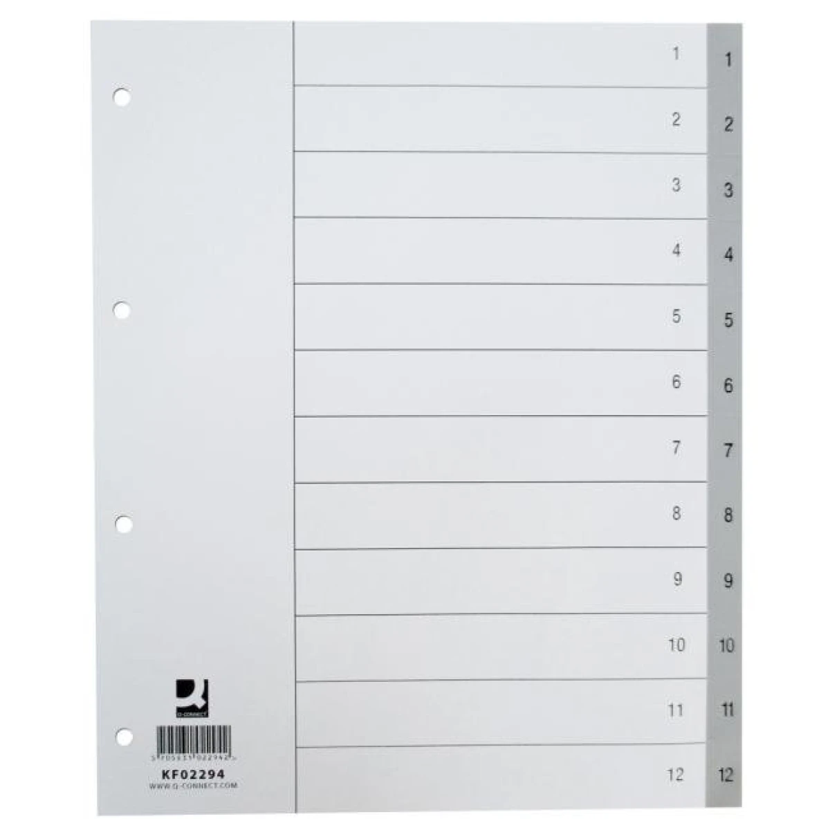 Plastový rozraďovač Q-CONNECT 12-dielny maxi sivý 