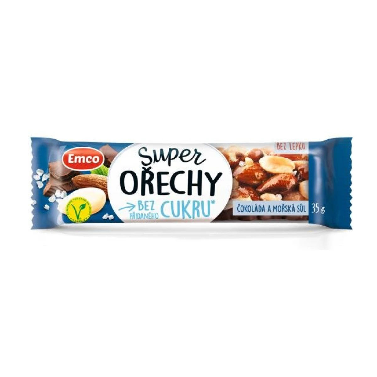 Tyčinka Super orechy čokoláda a morská soľ VEGAN 35g 