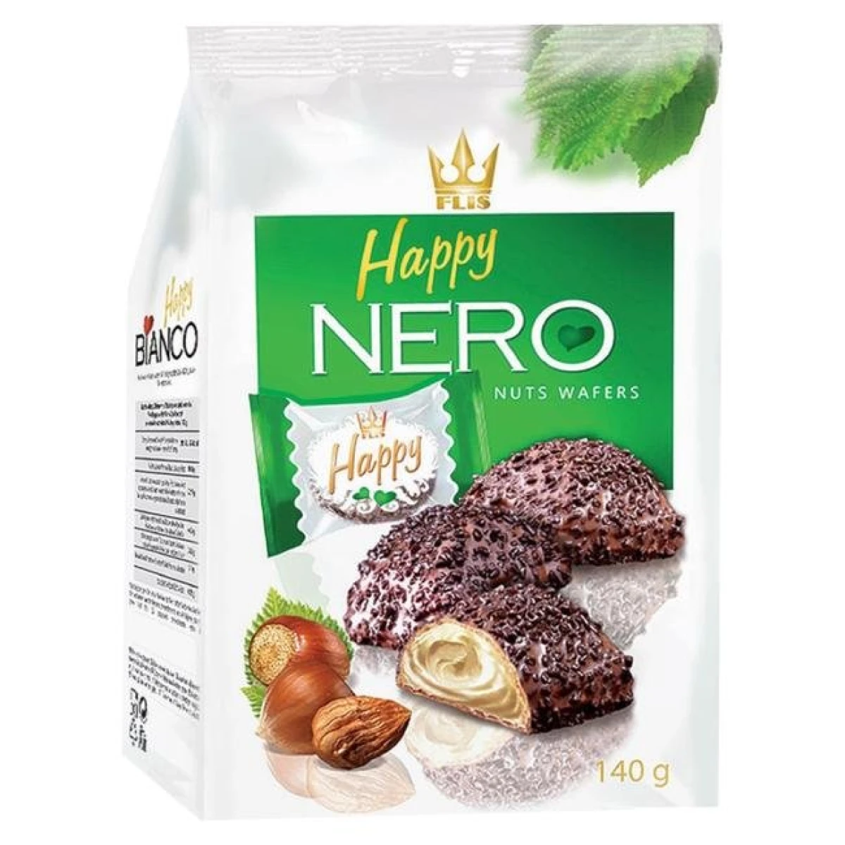 Oblátky HAPPY NERO s mliečno - orieškovou náplňou 140 g 