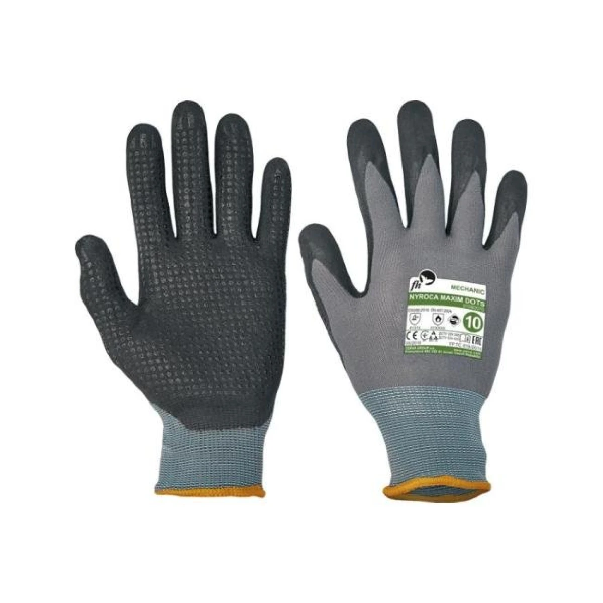 Rukavice z úpletu NYROCA MAXIM DOTS, čierno/sivé, veľ. 10/XL 