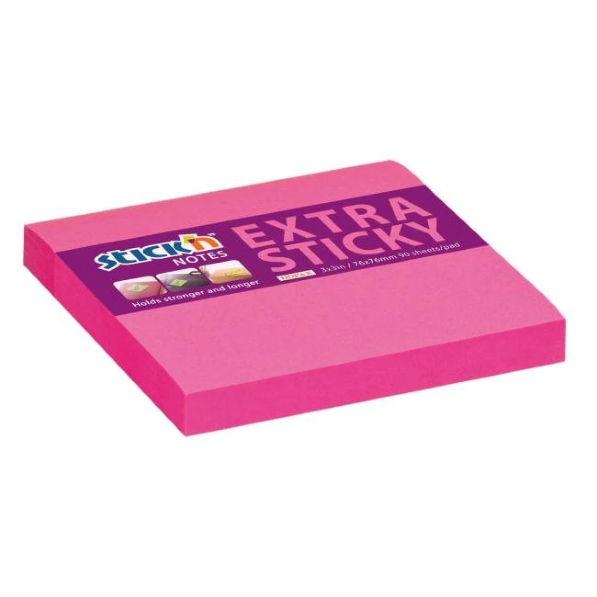 Samolepiaci bloček Stick’n Hopax, 76x76 mm, neónovo ružový 