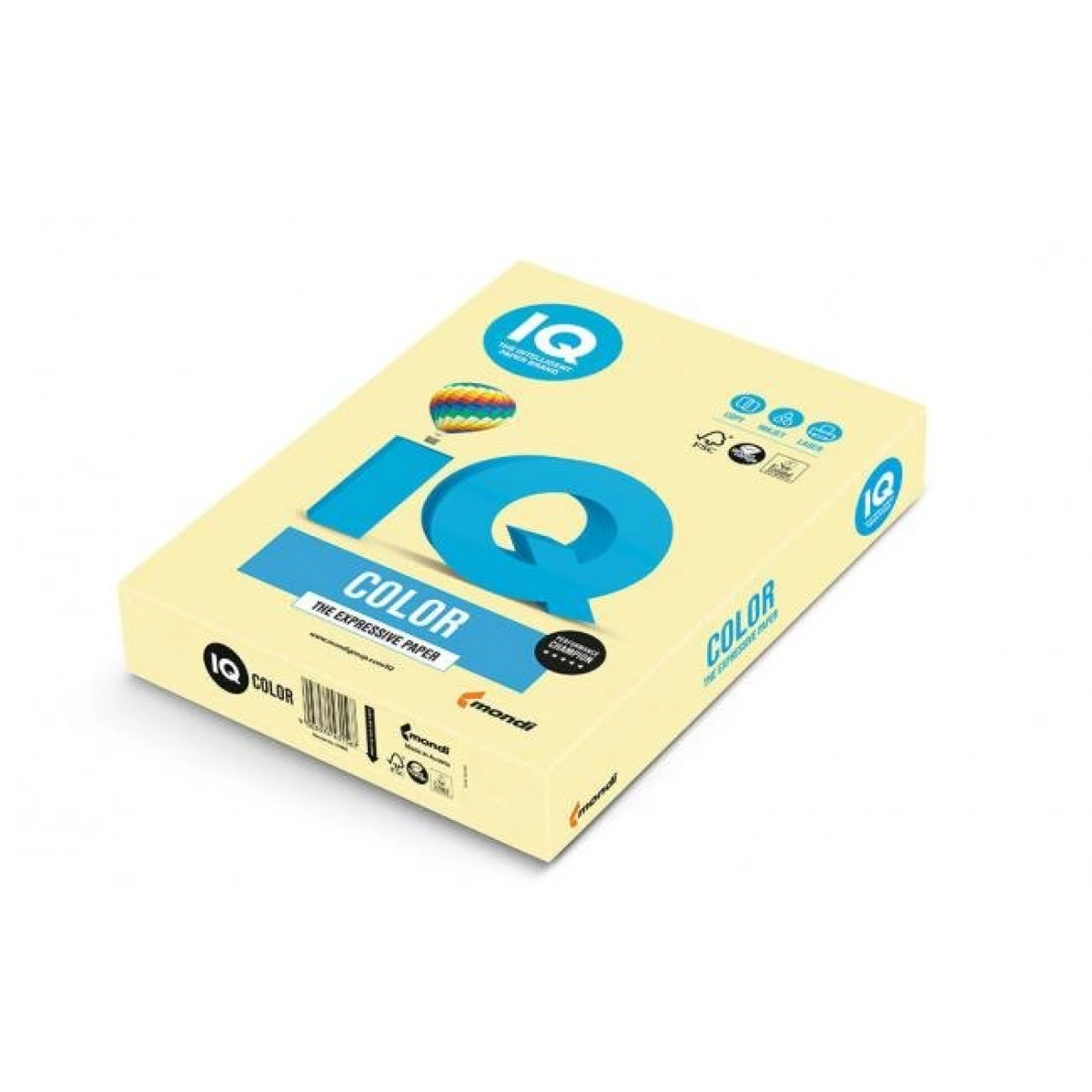 Farebný papier IQ color žltá pastelová YE23, A4, 160g 