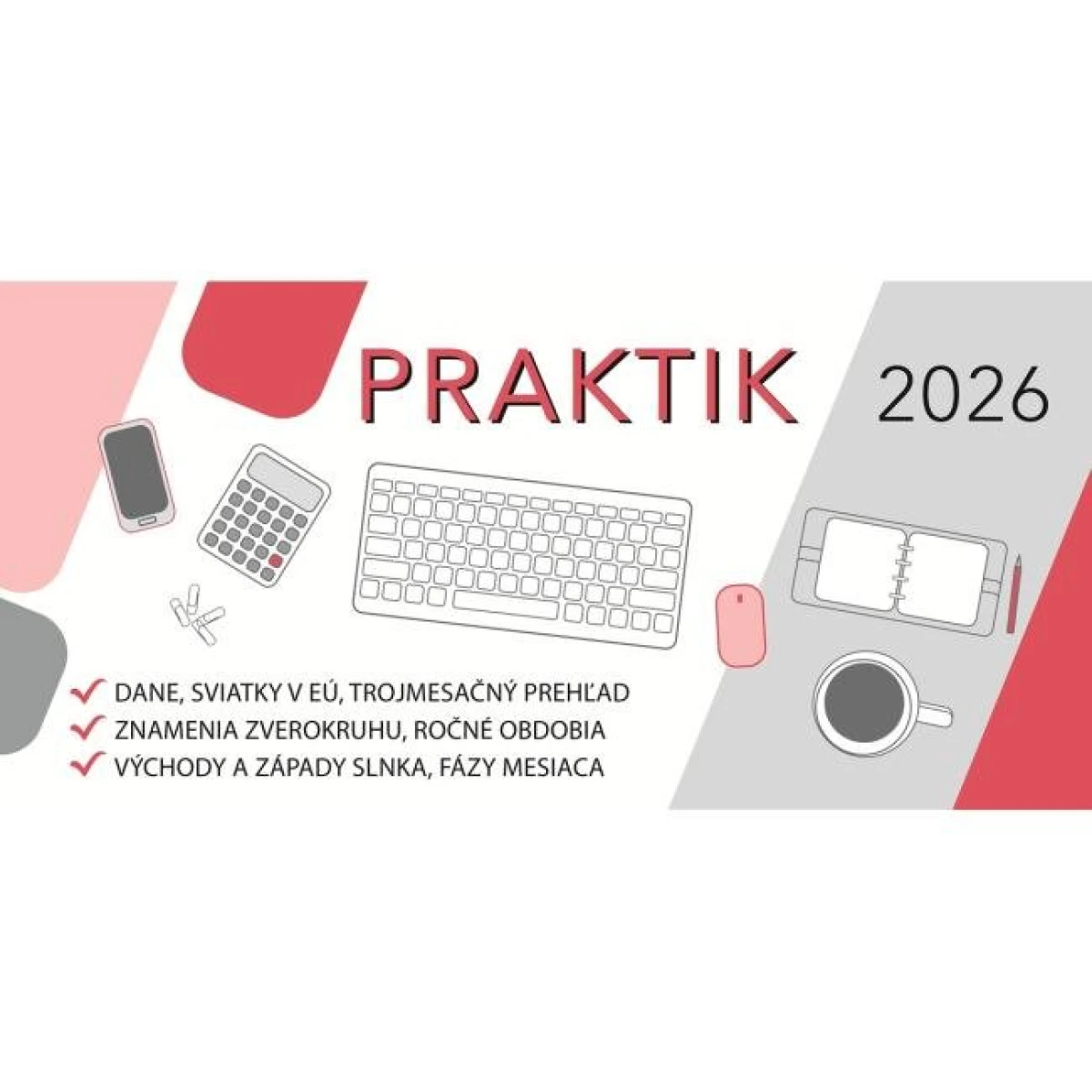 Stolový kalendár stĺpcový 32 x 15,5 cm - PRAKTIK 2026 