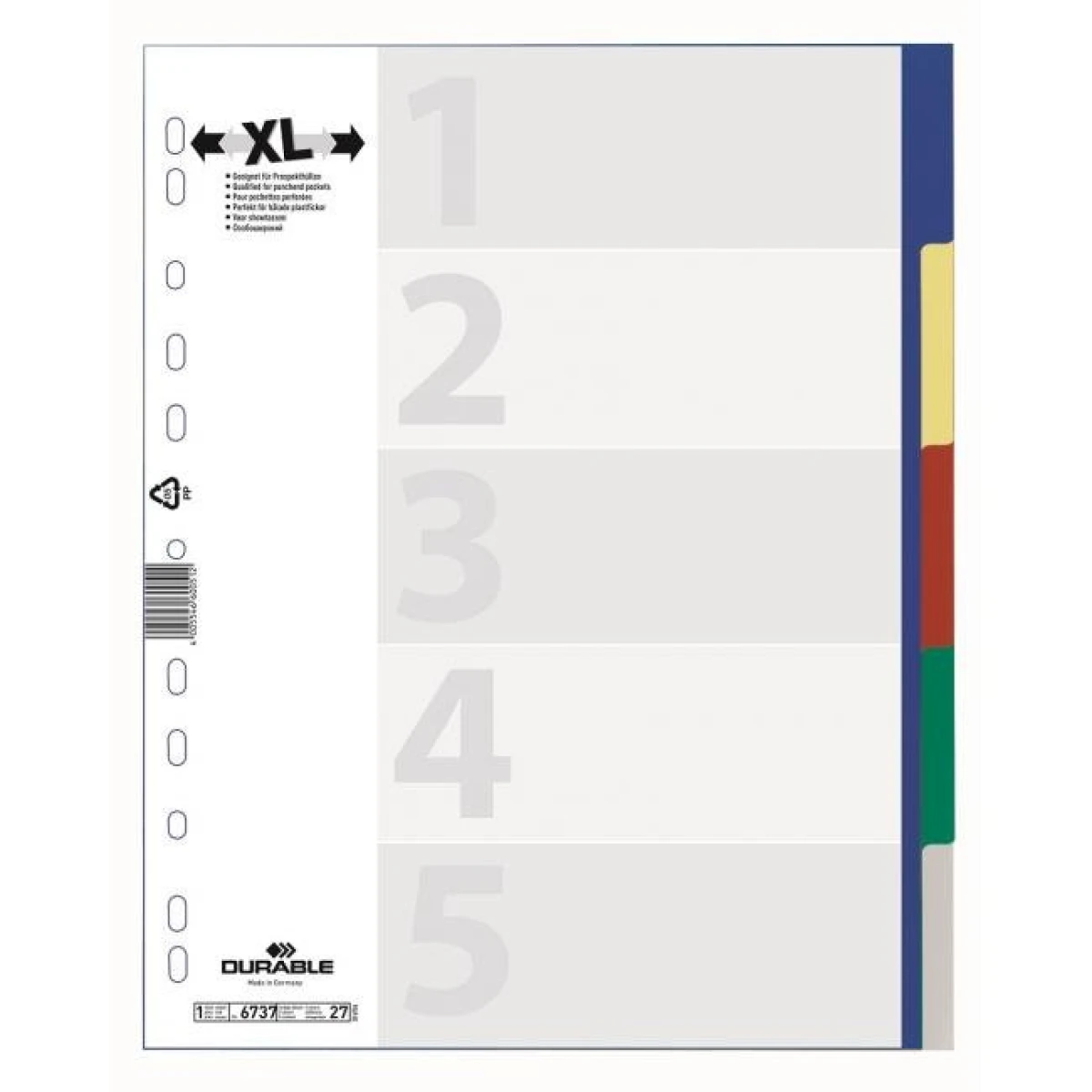 Plastový rozraďovač DURABLE 5-dielny maxi farebný 