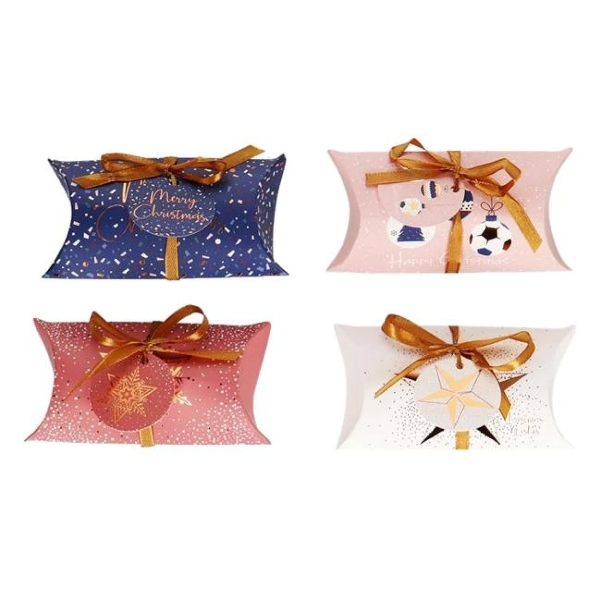 Vianočná papierová darčeková krabička pukačka 150x70mm 8 ks mix 4 motívov 