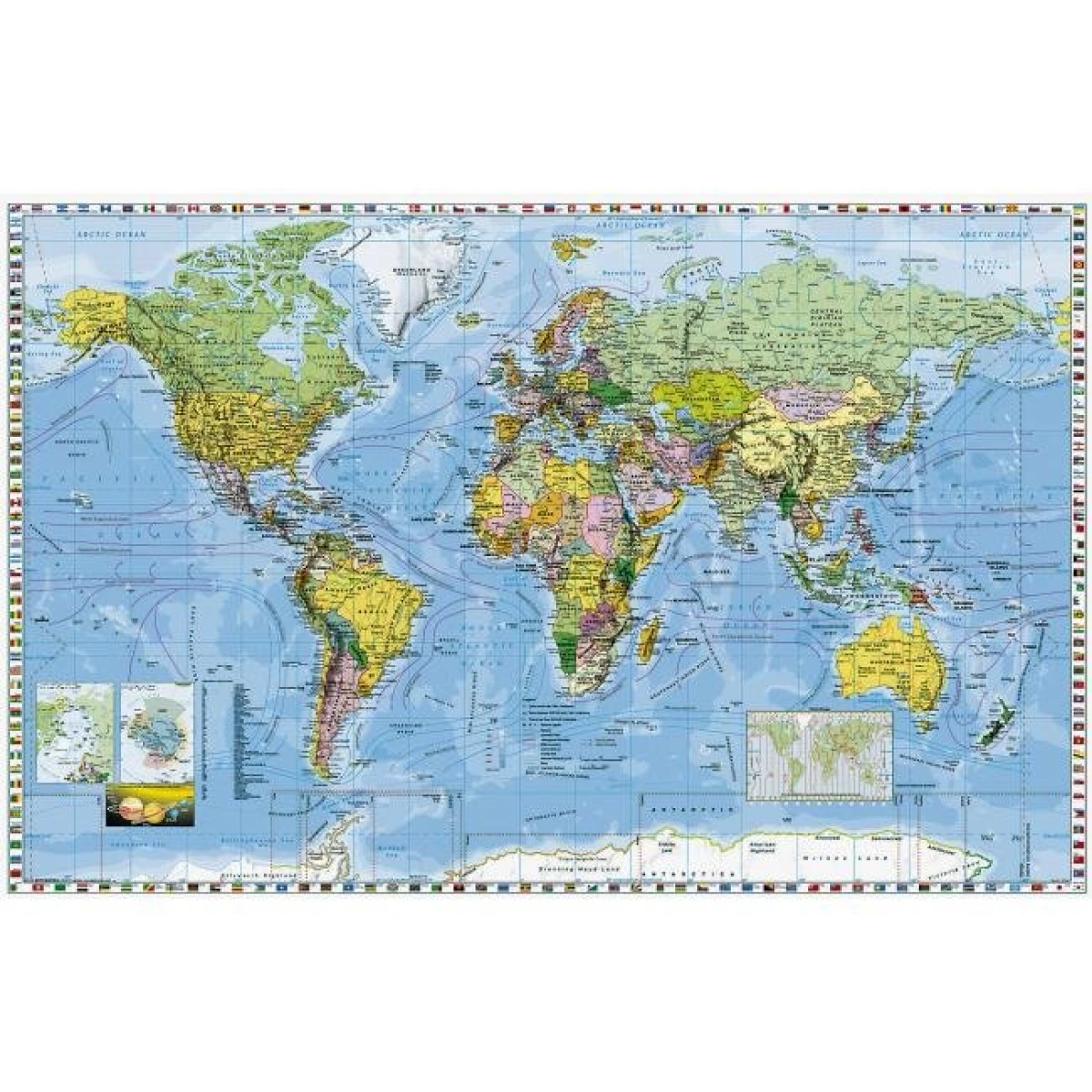 Mapa Svet politický s vlajkami štátov 