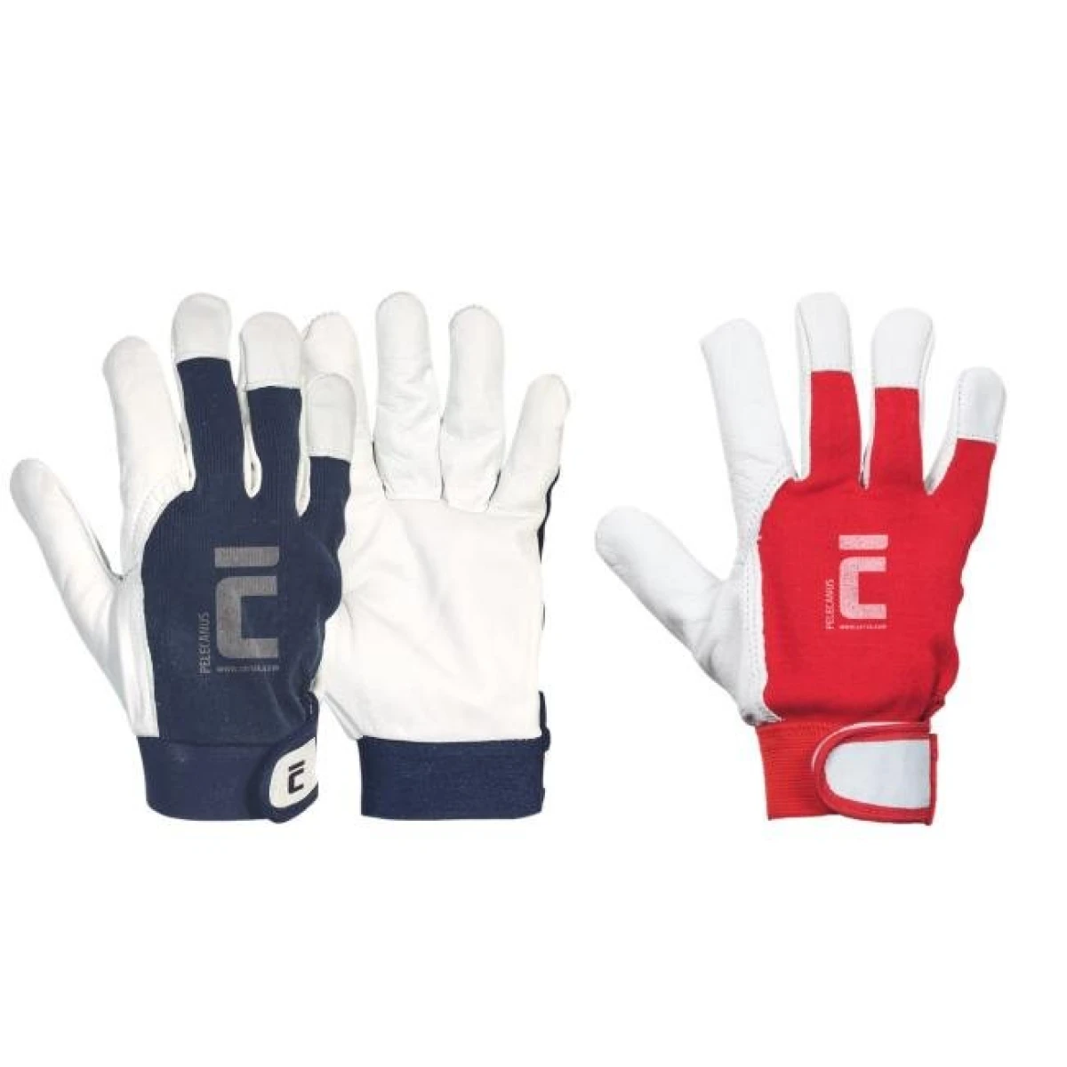 Rukavice pracovné, kombinované PELECANUS, červené/modré veľ. 6/XS 