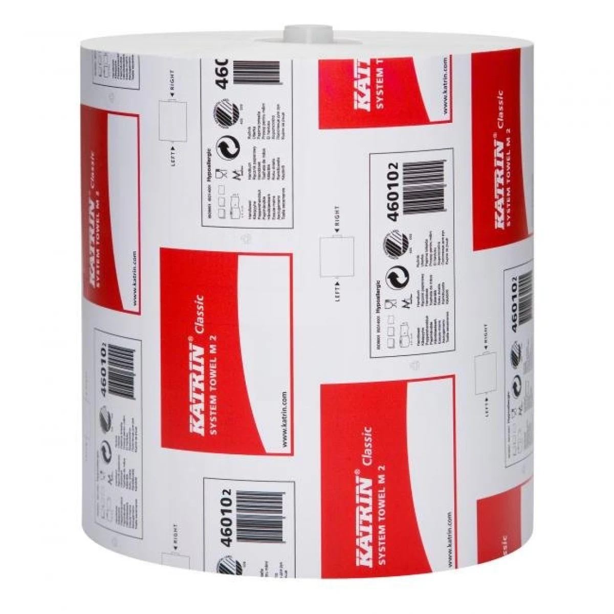 Papierové utierky v rolke 2-vrstvové KATRIN Plus System, biele, návin 150 m, celulóza, 6 ks 