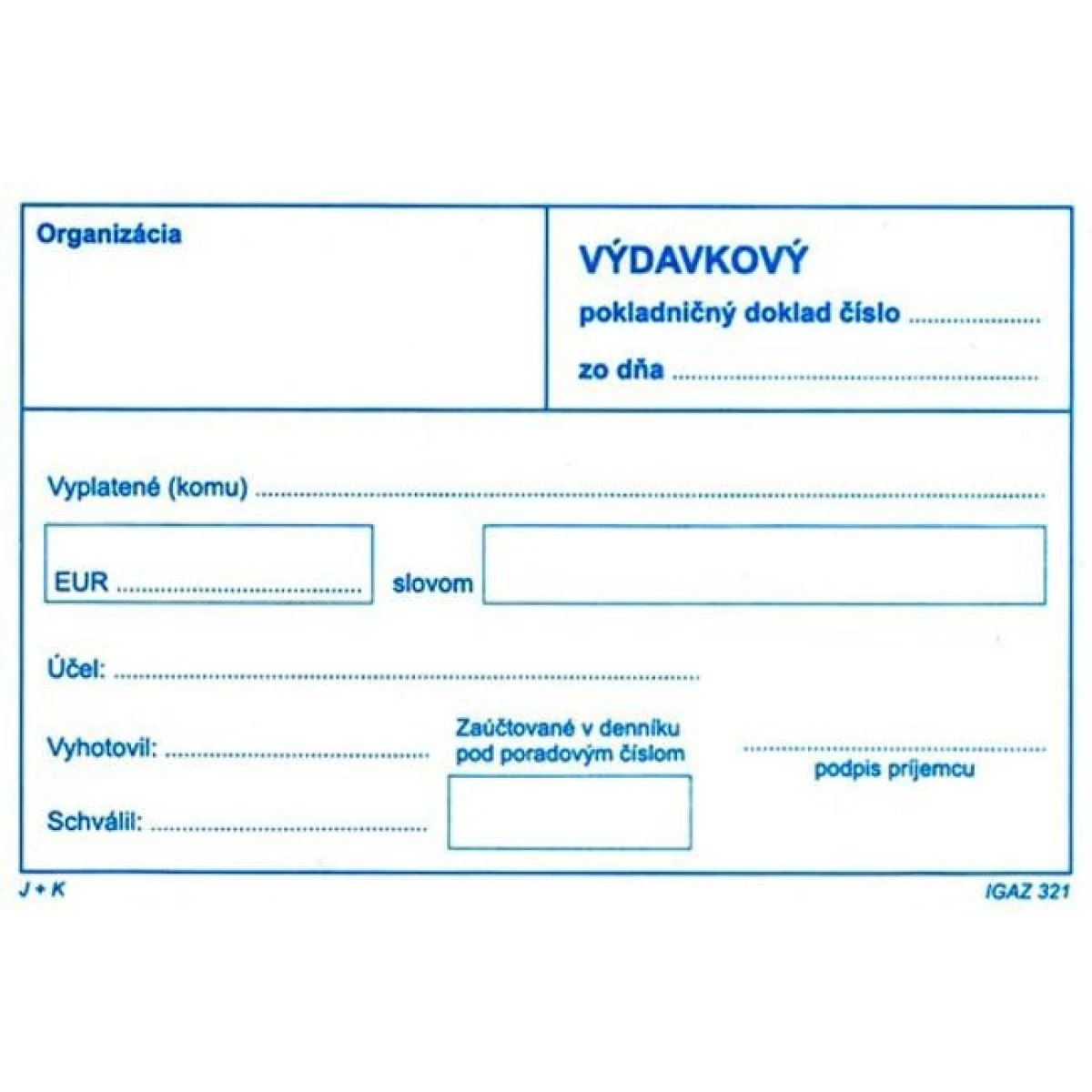 Výdavkový pokladničný doklad bez DPH, samoprepis, A6 