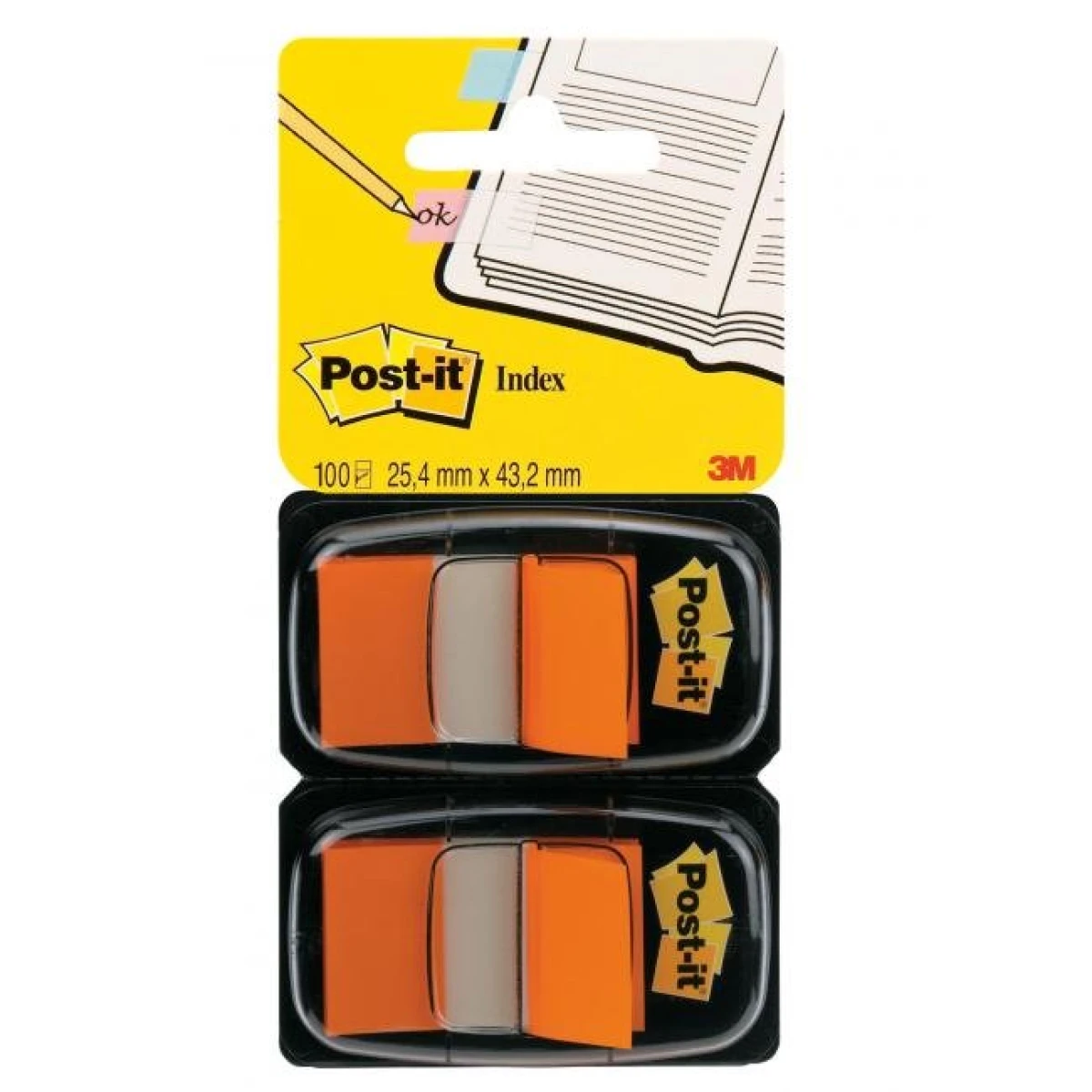 Záložky Post-it Index široké 25,4x43,2 oranžová 2ks 