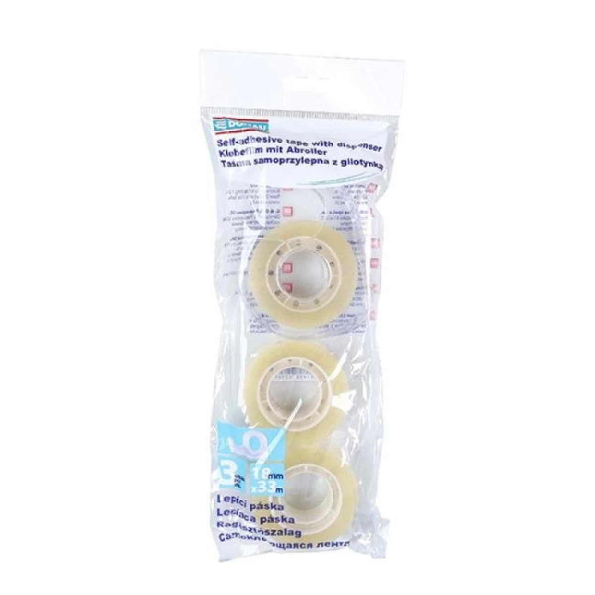 Lepiaca páska DONAU, 18 mm x 33 m, s dispenzorom, 3 ks 