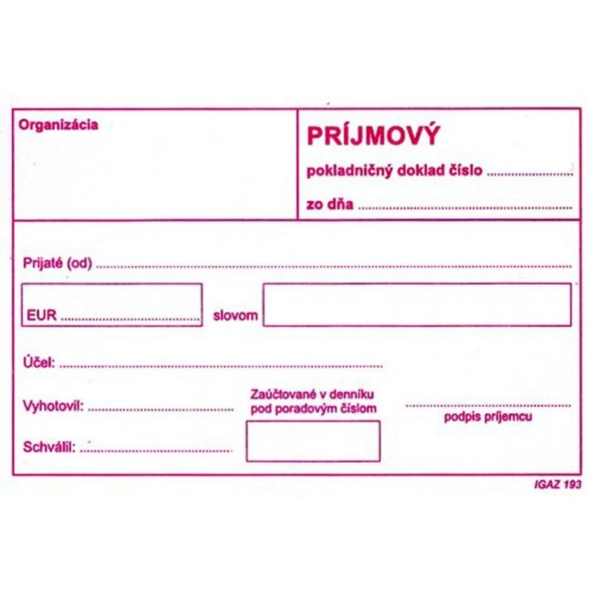 Príjmový pokladničný doklad bez DPH, A6, 100 listov 