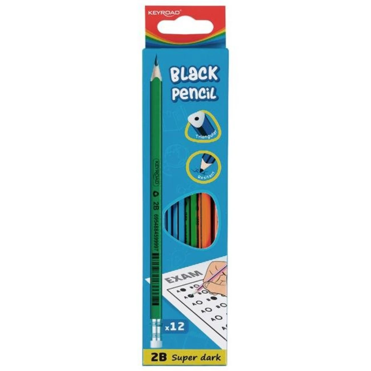 Sada ceruziek KEYROAD drevená 12 ks, mix farieb 