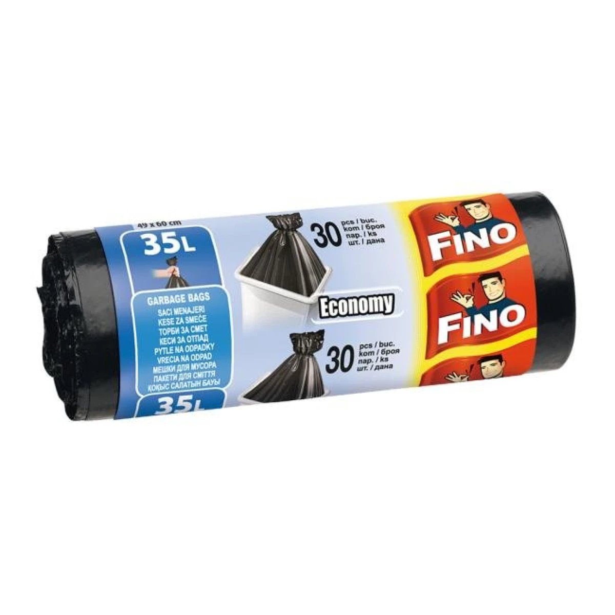 Vrecia zaväzovacie FINO Economy 35 ℓ, 8 mic., 49 x 60 cm, čierne (30 ks) 
