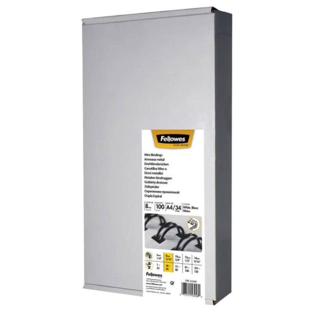 Drôtové hrebene Fellowes 8mm čierne 3:1 