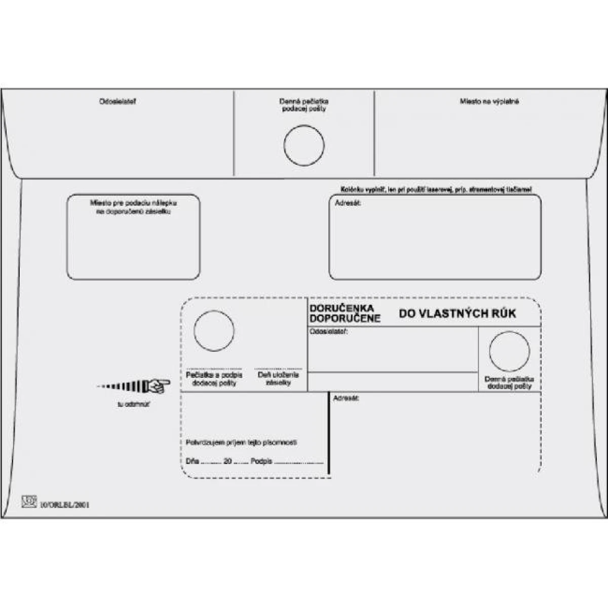 Poštové obálky C5 doručenka do VR bez OD,1000 ks 