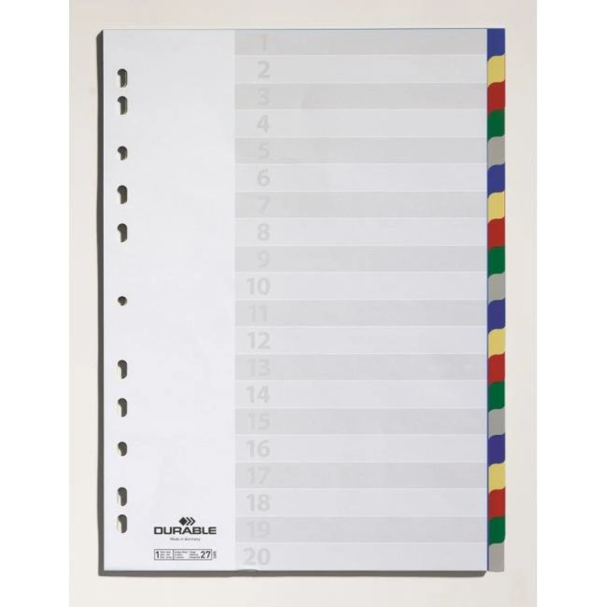 Plastový rozraďovač DURABLE 20-dielny farebný 