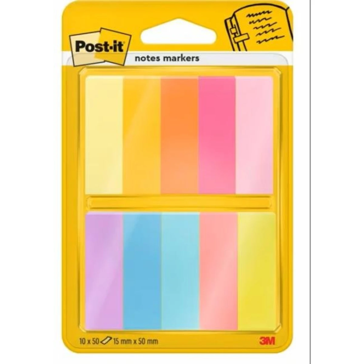 Záložky Post-it papierové, 15mm x 50 mm, 50 lístkov, 10 bločkov/balenie 