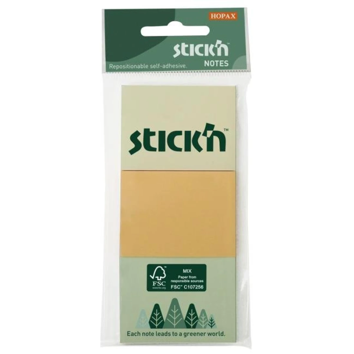 Samolepiaci bloček Stick’n Hopax, 38x51 mm, mix pastelových farieb, 3x100 lístkov 