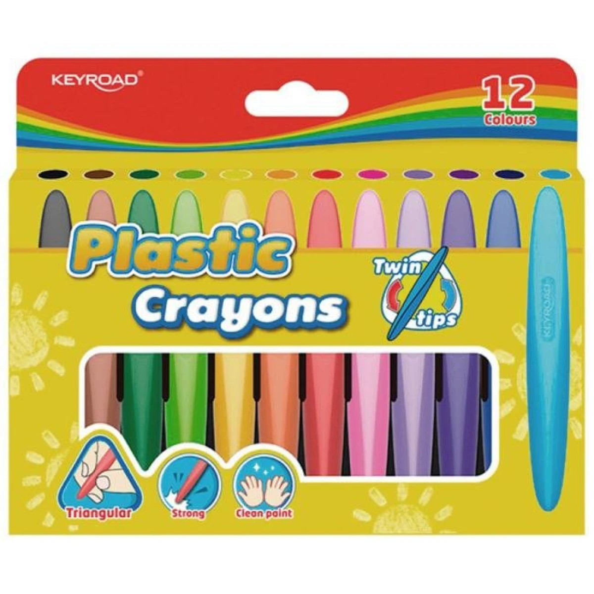 Voskové pastelky KEYROAD Twin Tips trojhranné, mix farieb 