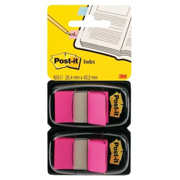 Záložky Post-it Index široké 25,4x43,2 ružová 2ks 