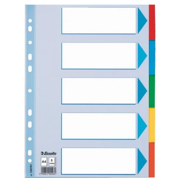 Kartónový rozraďovač Esselte 5-dielny farebný 