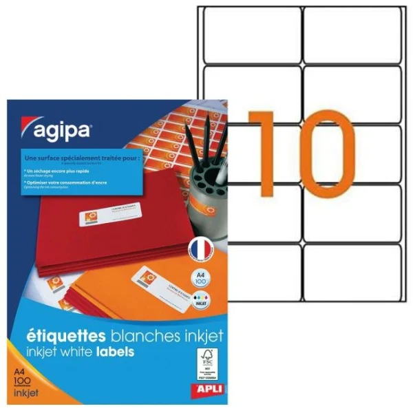 Etikety inkjet 99,1x57mm Agipa A4 100 hárkov 