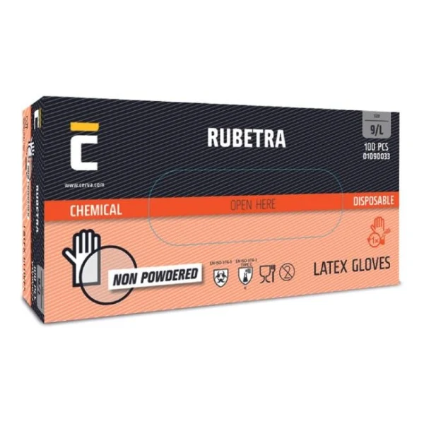 Rukavice jednorazové, latexové, nepudrované, biele RUBERTA veľ. 10/XL (100 ks) 