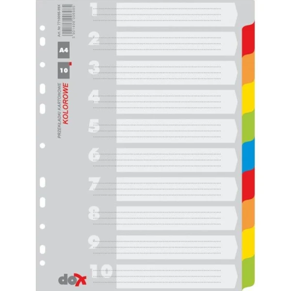 Kartónový rozraďovač Office Products 10-dielny farebný 