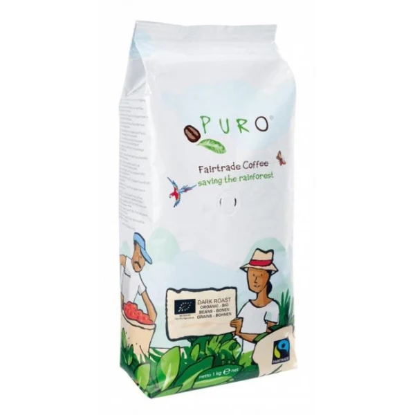 Káva Fairtrade Puro Dark roast zrnková 1 kg 