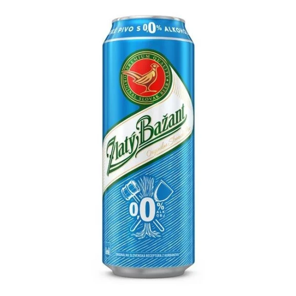 Pivo Zlatý Bažant 0% nealko 24 x 0,5 ℓ Svetlé plechovka 