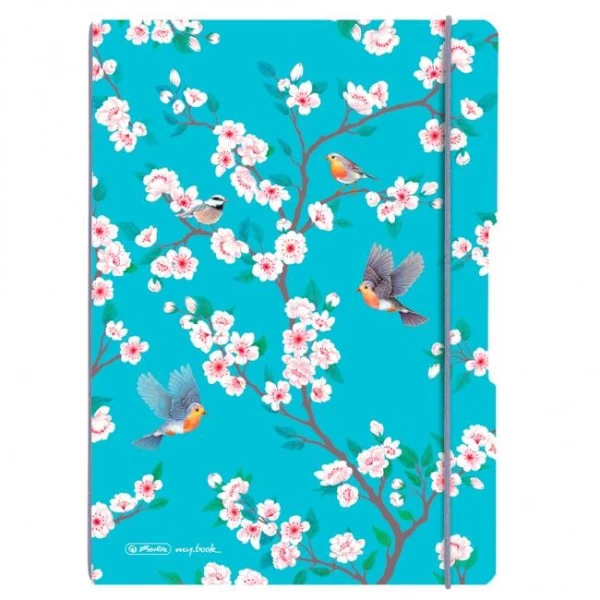 Zošit Herlitz my.book Flex Ladylike A4 2x40 listov linajkovo-štvorčekový PP Vtáci 