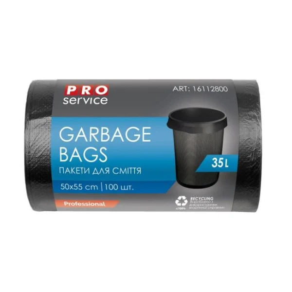 Vrecia na odpadky 50x55cm, HDPE, 35l, 8 mic, 100 ks čierne 