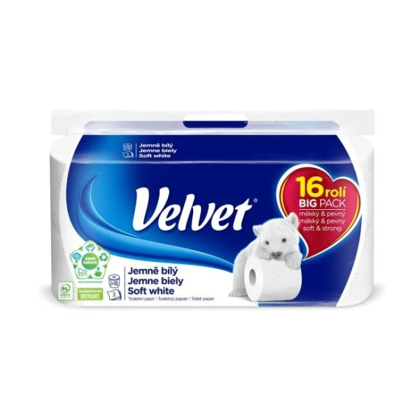 Toaletný papier 3-vrstvový VELVET 100% celulóza 18m (16ks) 