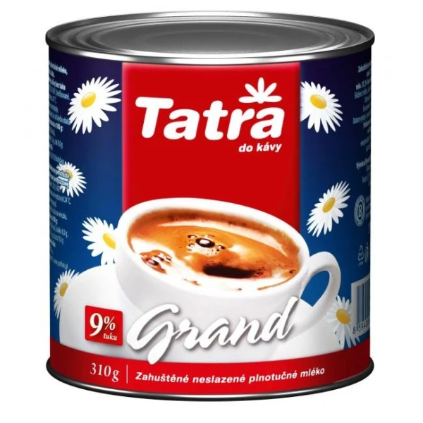 Zahustené mlieko Tatra Grand nesladené plnotučné 9% 310 g 
