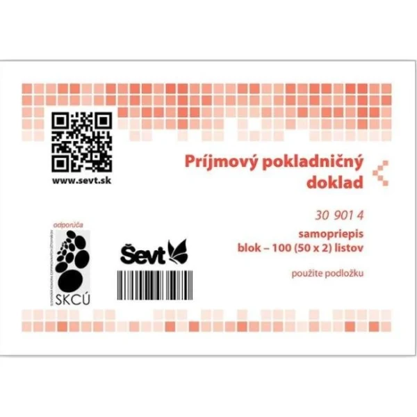 Príjmový pokladničný s DPH číslovaný s potvrdenkou, samoprepis A6, 100 listov 