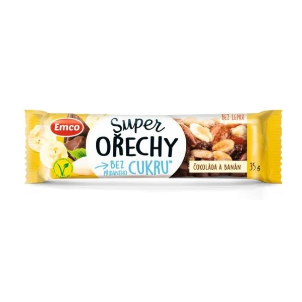 Tyčinka Super orechy čokoláda a banán VEGAN 35g 