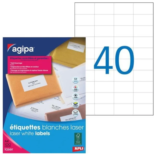 Etikety laser 52,5x29,7mm Agipa A4 100 hárkov 