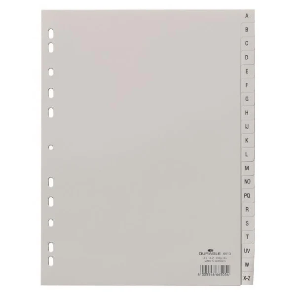 Plastový rozraďovač DURABLE A-Z sivý 