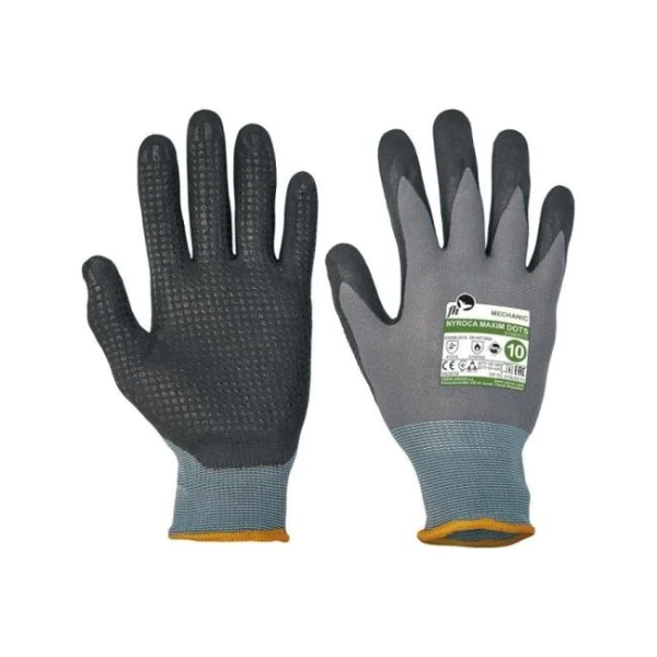 Rukavice z úpletu NYROCA MAXIM DOTS, čierno/sivé, veľ. 10/XL 