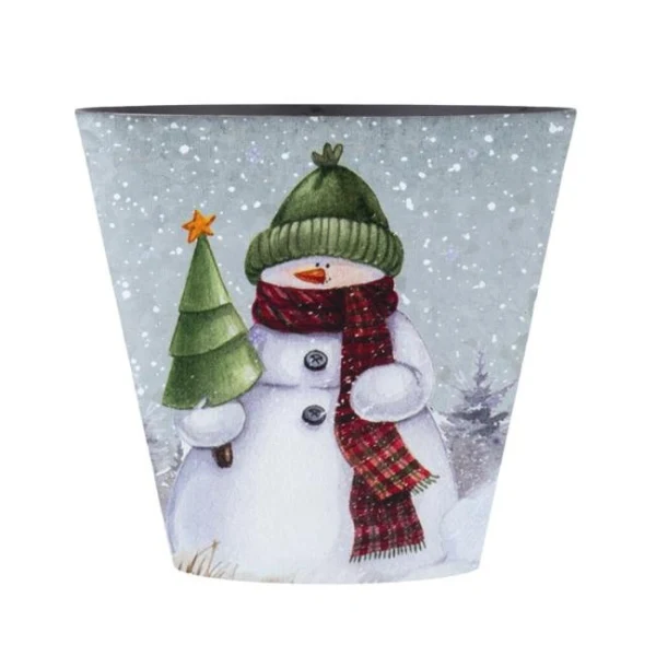 Kvetináč plastový 210x130x197 mm veľký s vnútornou úpravou motív snehuliak, farebná 
