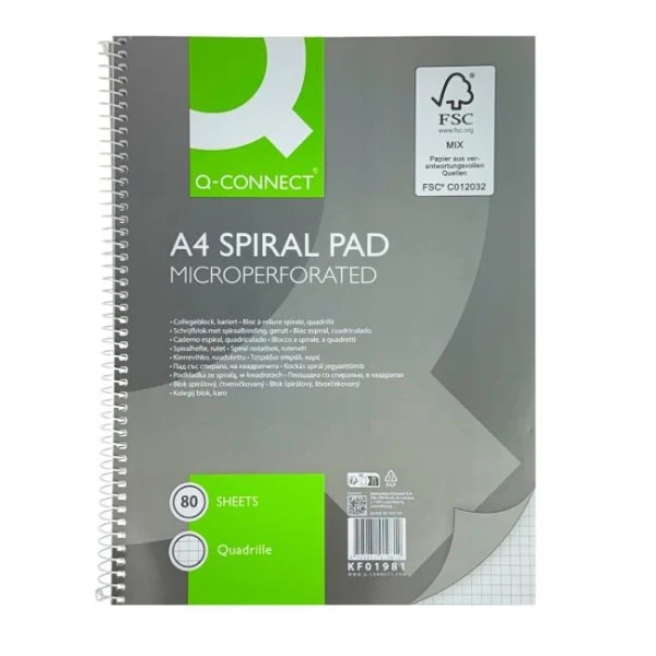 Blok College Q-CONNECT A4, 80 listov, štvorčekový 