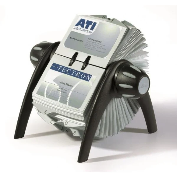 Rotačný stolový vizitkár na 400 vizitiek VISIFIX Flip VEGAS čierny/sivý 