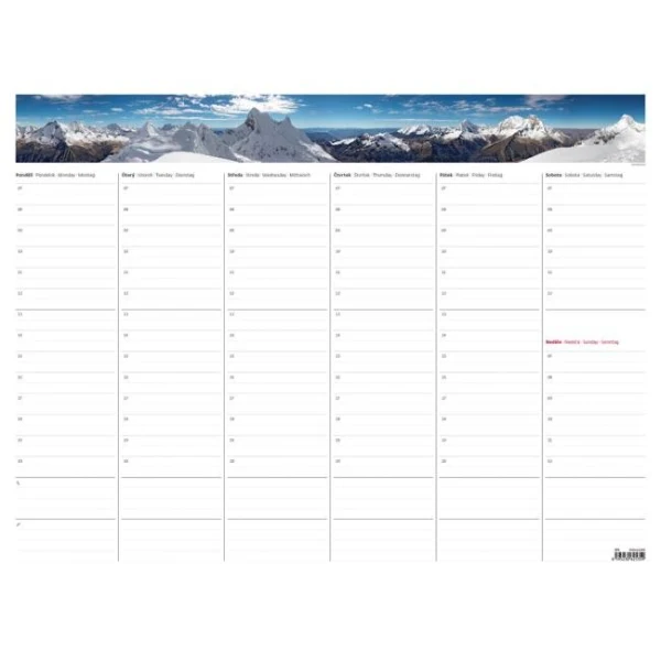 Týždenná plánovacia mapa A2 63 x 48 cm s fotografiou bez spodnej lišty 