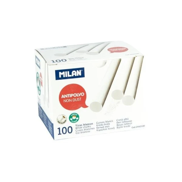 Krieda MILAN guľatá biela bezprašná 100 ks 