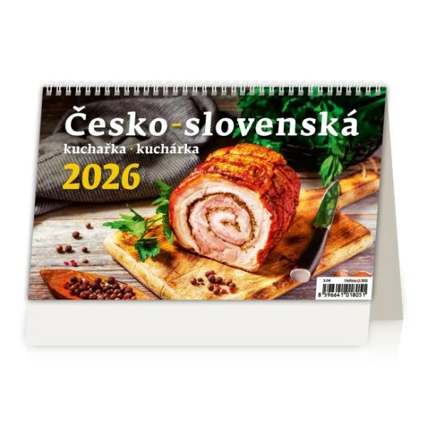Stolový kalendár riadkový 22,6x13,9 cm - Česko-slovenská kuchárka 2026 