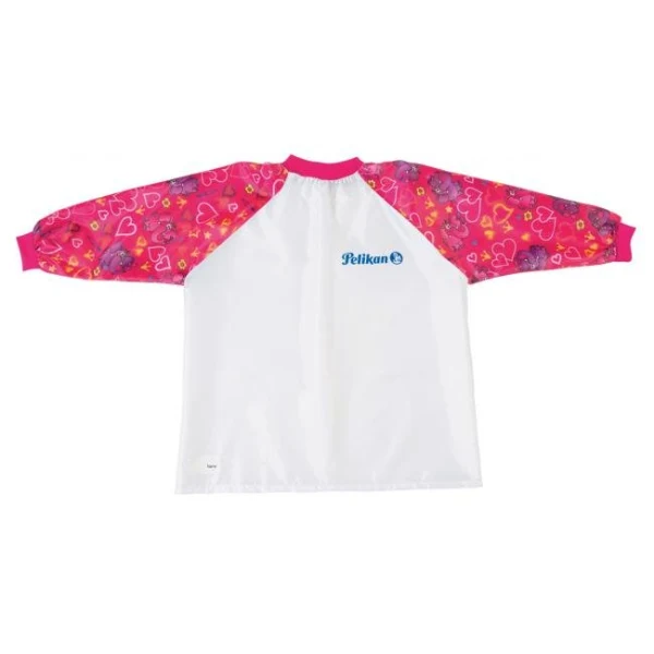Detská zástera na maľovanie Pelikan, červené rukávy 
