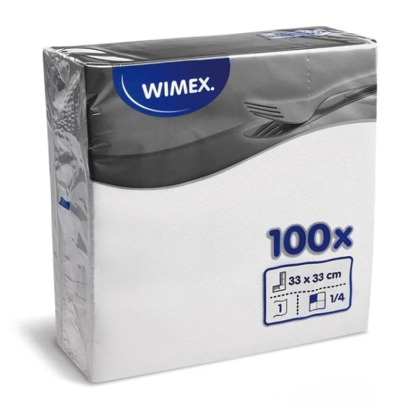 Papierové servítky 1-vrstvové 33 x 33cm biele (100 ks) 