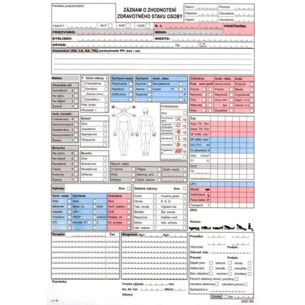 Záznam o zhodnotení zdravotného stavu osoby č.369, blok 100l. 